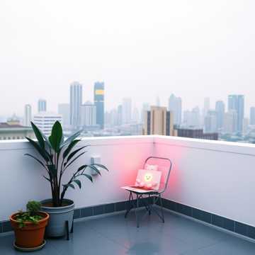 宅在小天台看雨