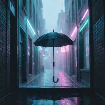 雨湿的窗影