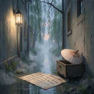 柳梢蘸暮色