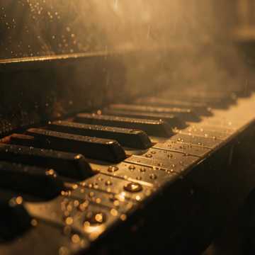 钢琴键上的雨滴