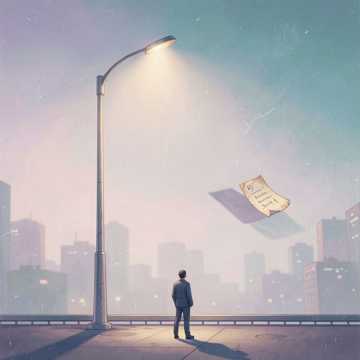 路灯拉长信纸影
