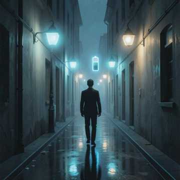 一盏信号灯在暗巷