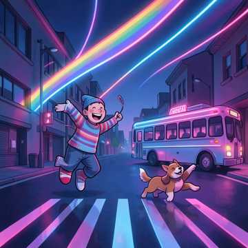 蹦蹦跳跳追公交