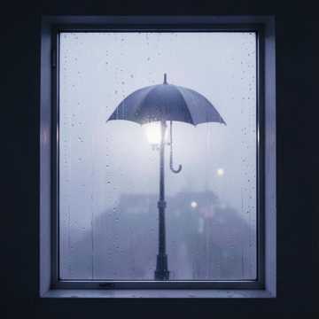 雨落在窗边