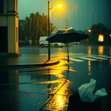 雨把路灯哭碎了