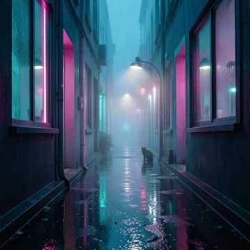 霓虹雨巷