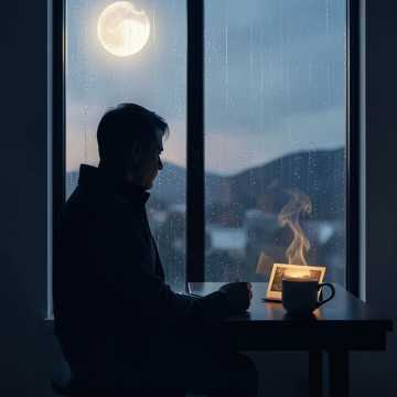 空杯对冷月