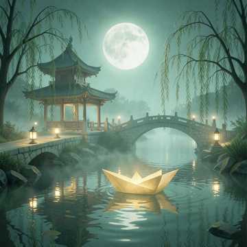 河灯叩雁影