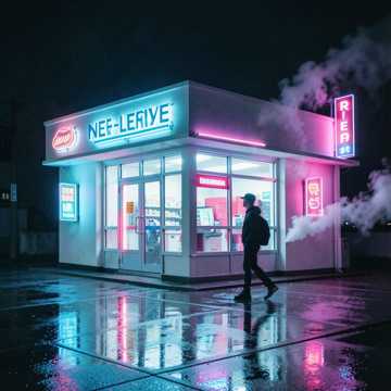 便利店苍白的灯光