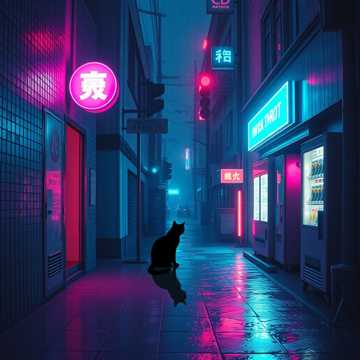 霓虹街影子拉长