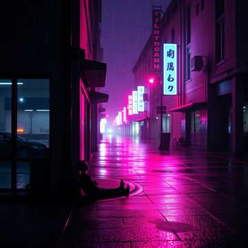 霓虹碎在街角