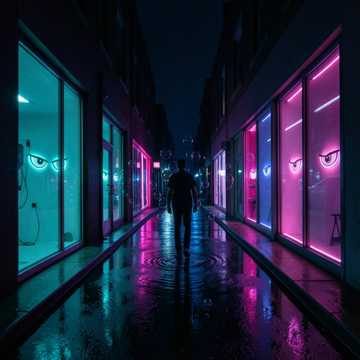 霓虹照影的空街
