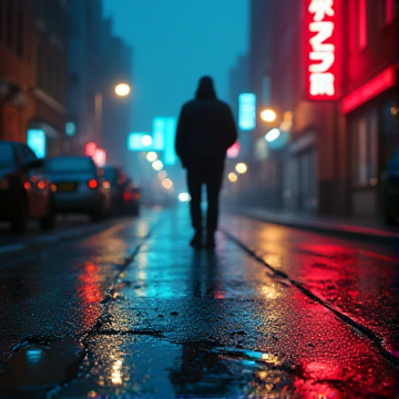 霓虹碎在柏油路