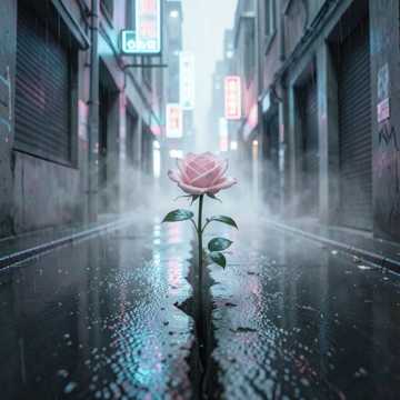 水泥缝里开玫瑰