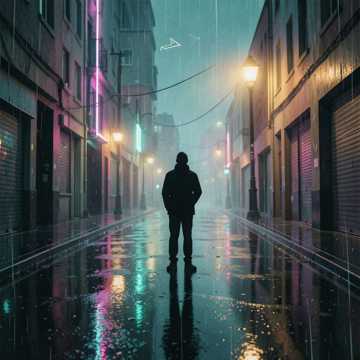霓虹淋湿的街