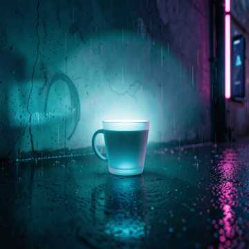 空杯留影