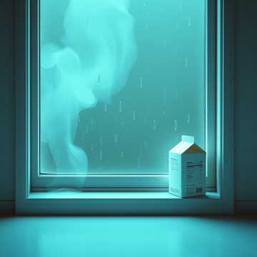 雨丝湿透的窗台