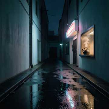 夜阑粥铺背光影