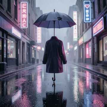霓虹渍的雨衣