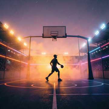 篮板上的夕阳