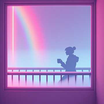 窗霜印着霓虹