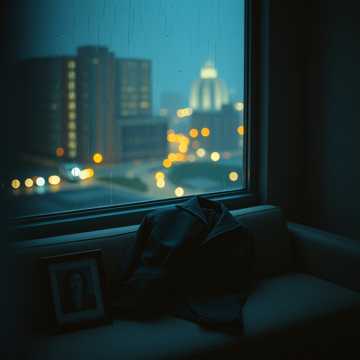 雨落玻璃窗