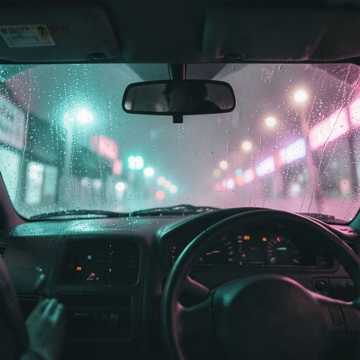 雨刷器划过的街灯
