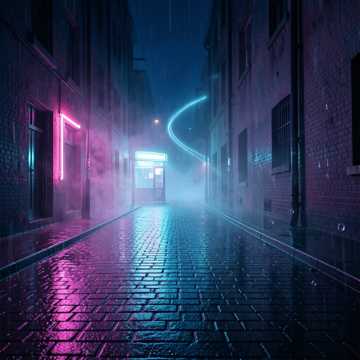 霓虹街灯独影