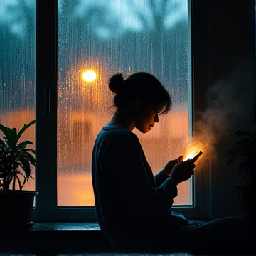 半盏路灯的雨