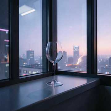 空酒杯的倒影