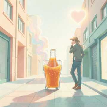 橘子投进汽水