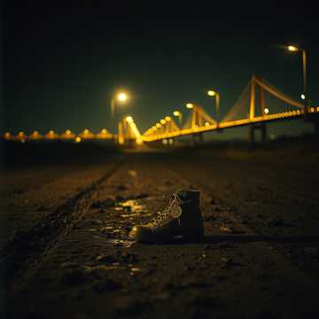 旧皮鞋踩泥路