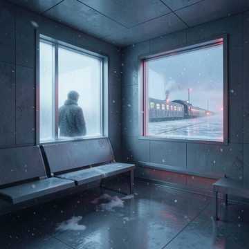 候车室落雪