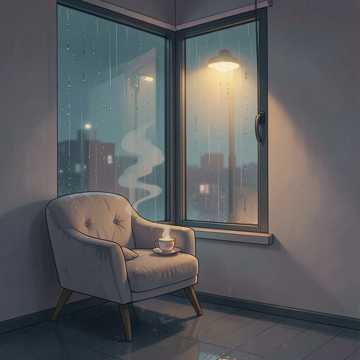 窗边听雨