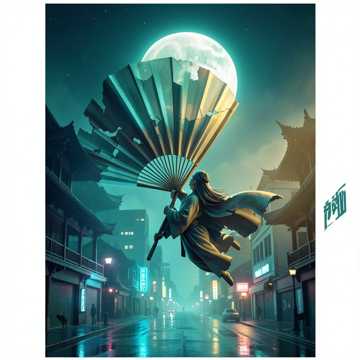 破扇子与月亮