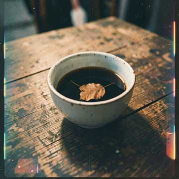 茶碗里漂着半片枯叶