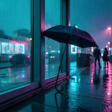 伞骨上的雨
