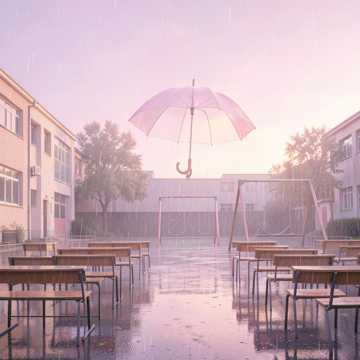 毕业前夕淡粉色的雨