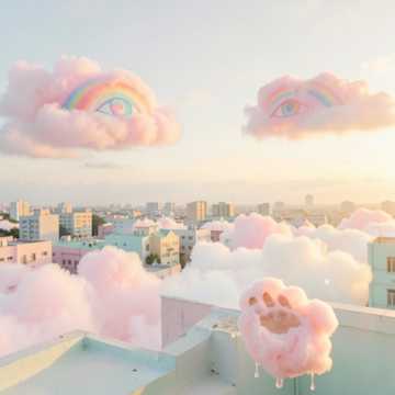棉花糖色的云