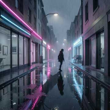 空荡霓虹照影人