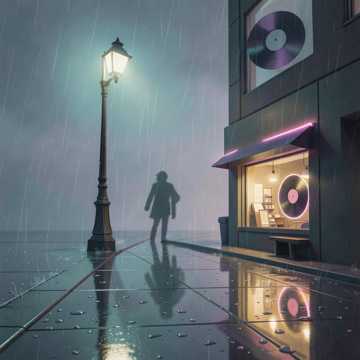 旧街灯下的雨