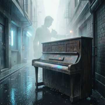 旧钢琴上的雨痕