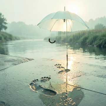 雨声下的脚印