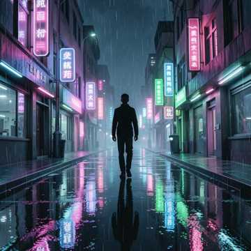 霓虹街的独影