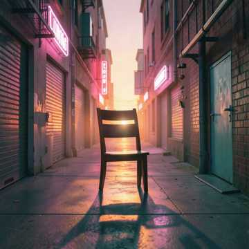空椅对夕阳