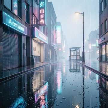 雨丝踩碎路灯