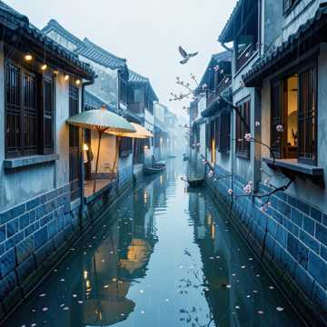 油纸伞影成双