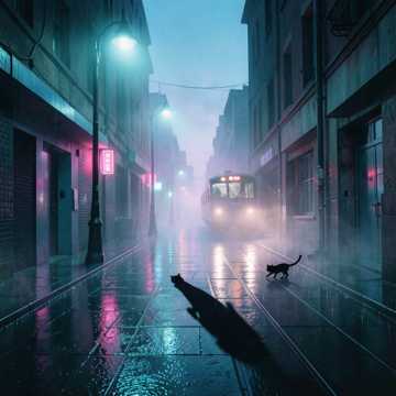 路灯将影子拉歪