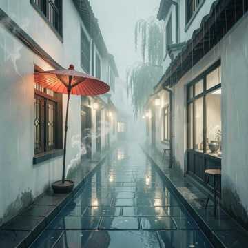 油纸伞下