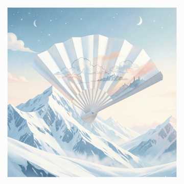 雪山白绢扇